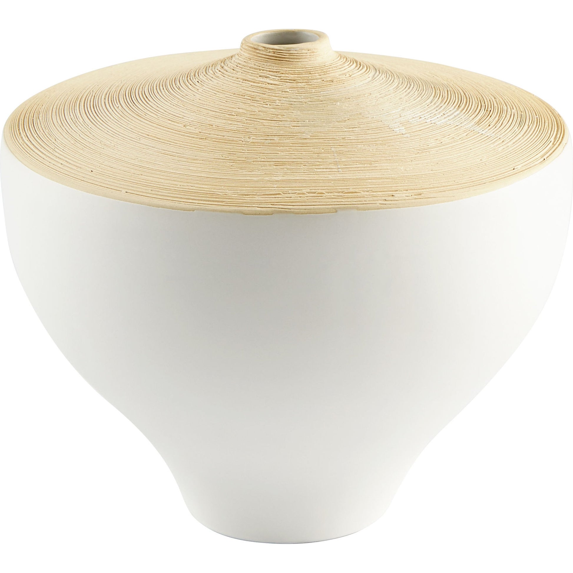 Inez Vase by Cyan Design in matte white. Made from ceramic in a modern style.