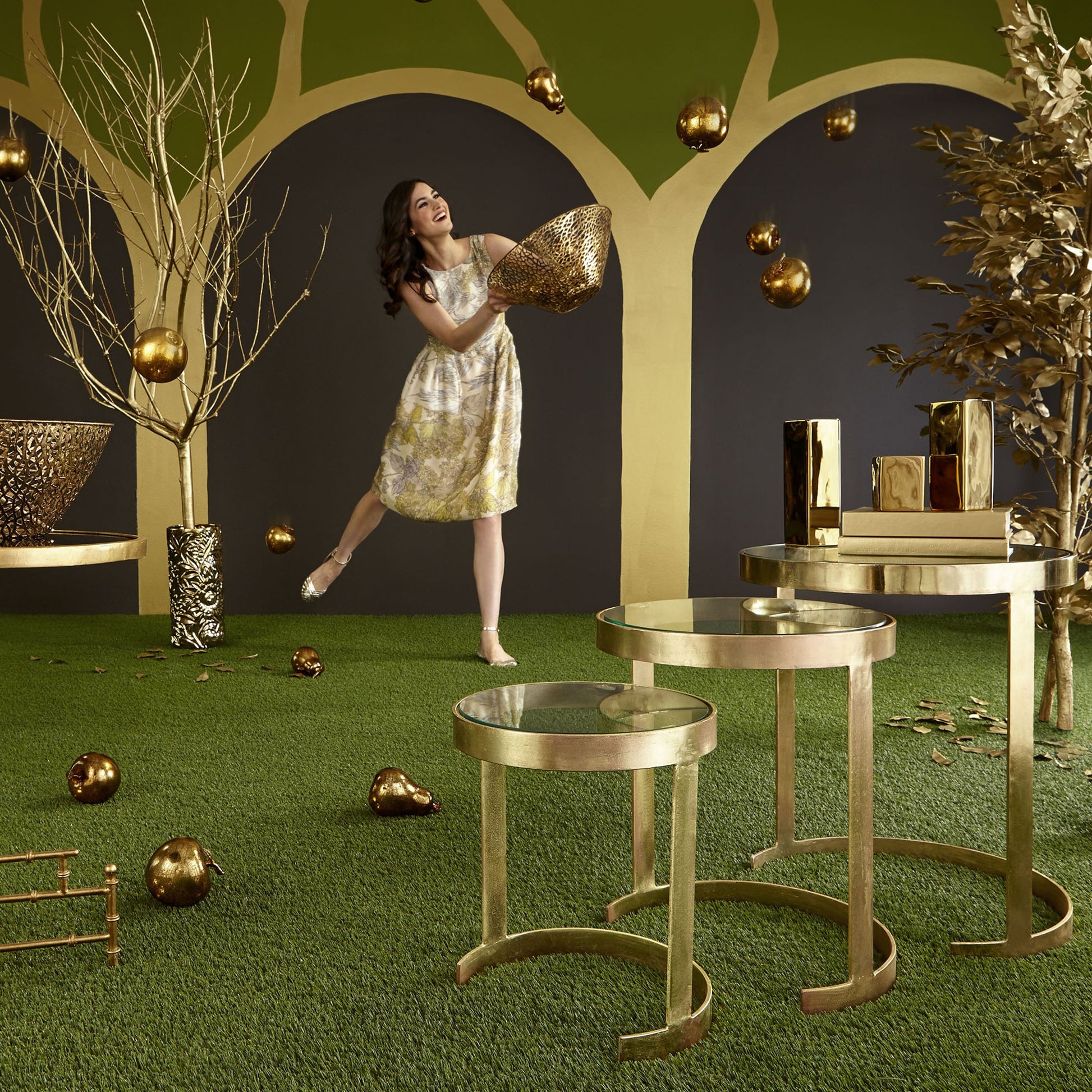 Etta Candleholder by Cyan Design in gold. Made from ceramic in a modern style.