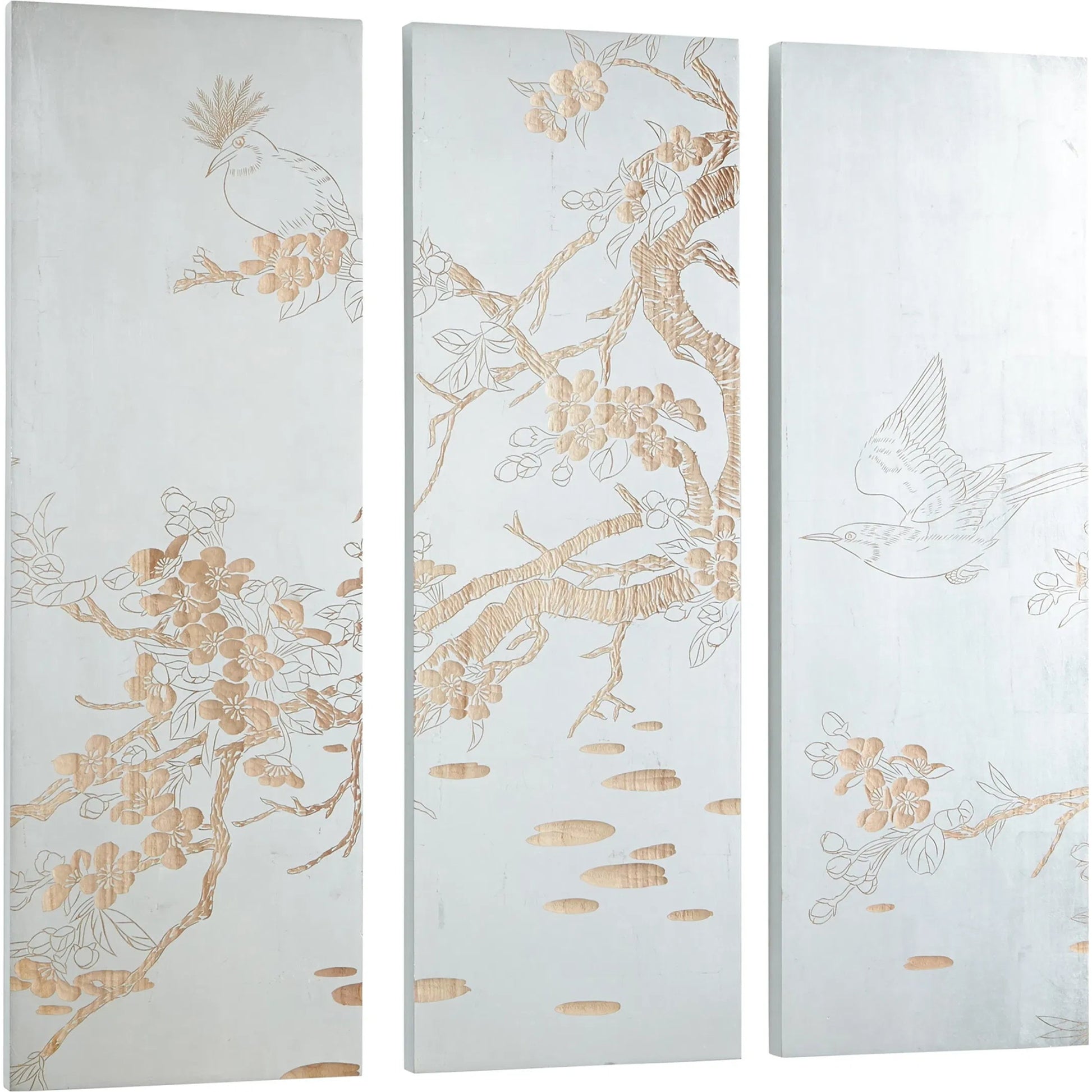 Osaka Wall Art by Cyan Design in silver leaf, natural wood. Made from wood in a eclectic & global style.