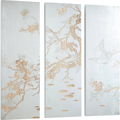 Osaka Wall Art by Cyan Design in silver leaf, natural wood. Made from wood in a eclectic & global style.