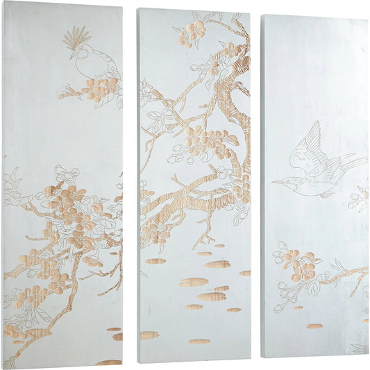 Osaka Wall Art by Cyan Design in silver leaf, natural wood. Made from wood in a eclectic & global style.