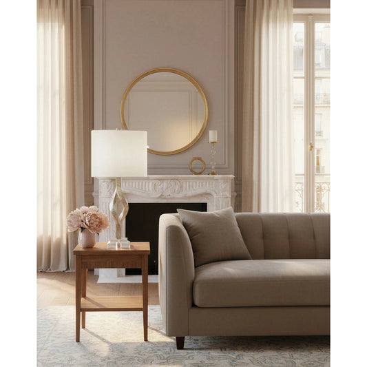 Elyx Table Lamp by Currey and Company in chinois silver leaf, clear. Made from composite, acrylic in a modern style.