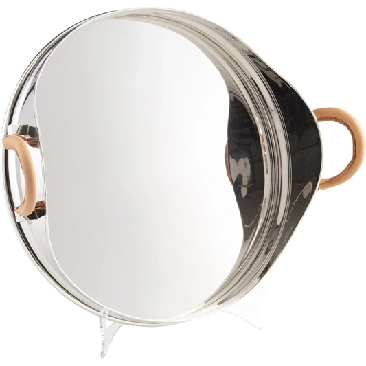 Dionysus Tray by Cyan Design in stainless steel. Made from stainless steel, leather in a modern style.