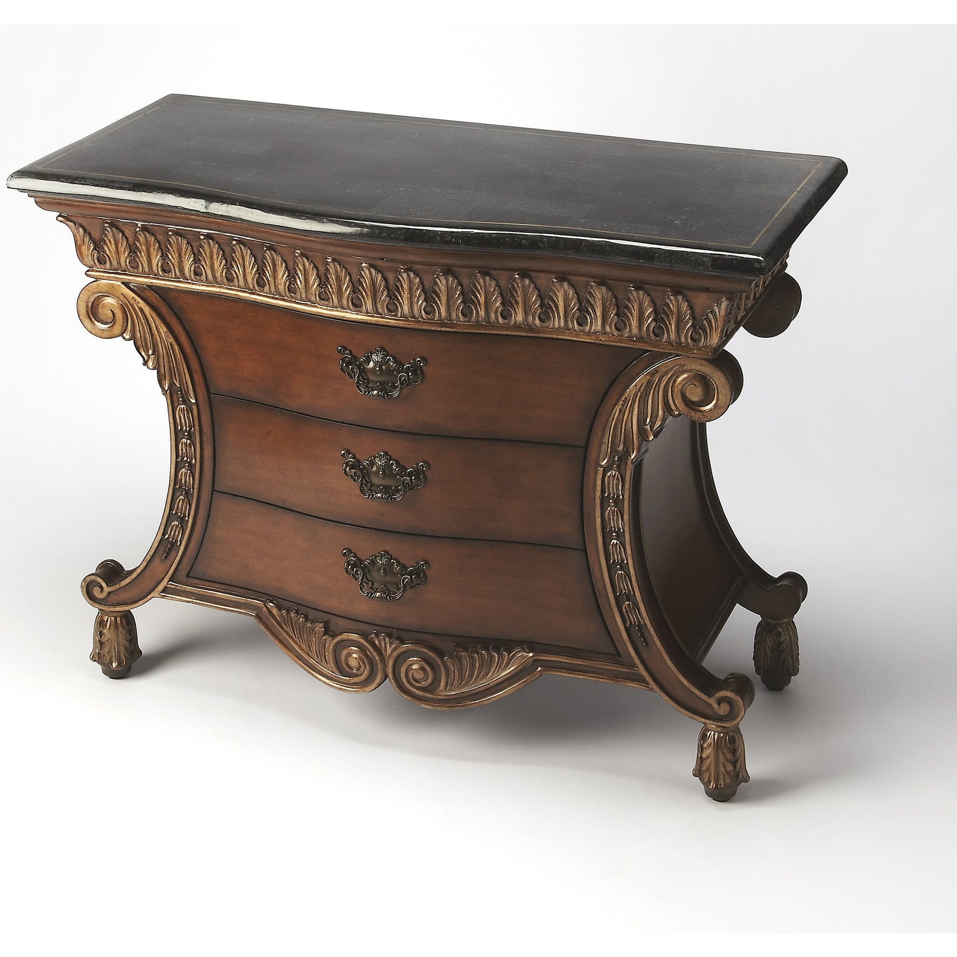 Fossil Stone Chest by Butler Specialty Company in multi-color and connoisseur's. Made from wood solids, wood veneers, resin, fossil stone, brass in a traditional style.