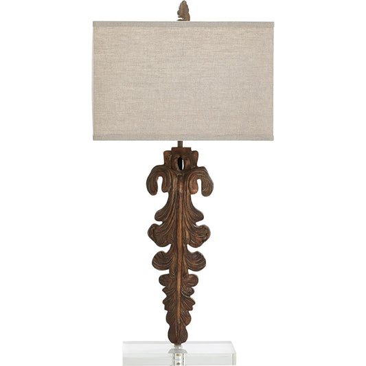 Soren Table Lamp by Cyan Design in limed gracewood. Made from wood, iron with off white cotton shade with white lining in a cottage & farmhouse style.