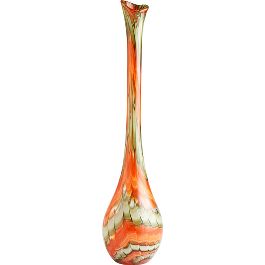 Atu Vase by Cyan Design in orange. Made from glass in a modern style.