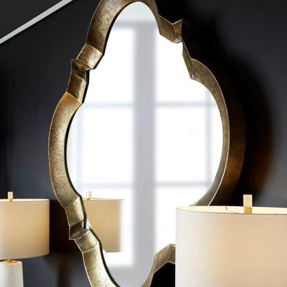 Parnel Mirror by Cyan Design in bronze. Made from iron, wood, mirrored glass in a transitional style.