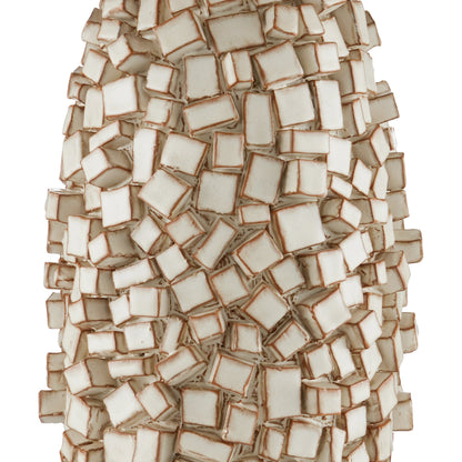 Sugar Cube Table Lamp by Currey and Company in ivory, brown. Made from ceramic in a modern style.