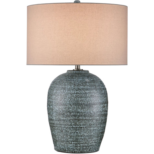 Agatha Table Lamp by Currey and Company in reactive black, white. Made from ceramic in a unique style.