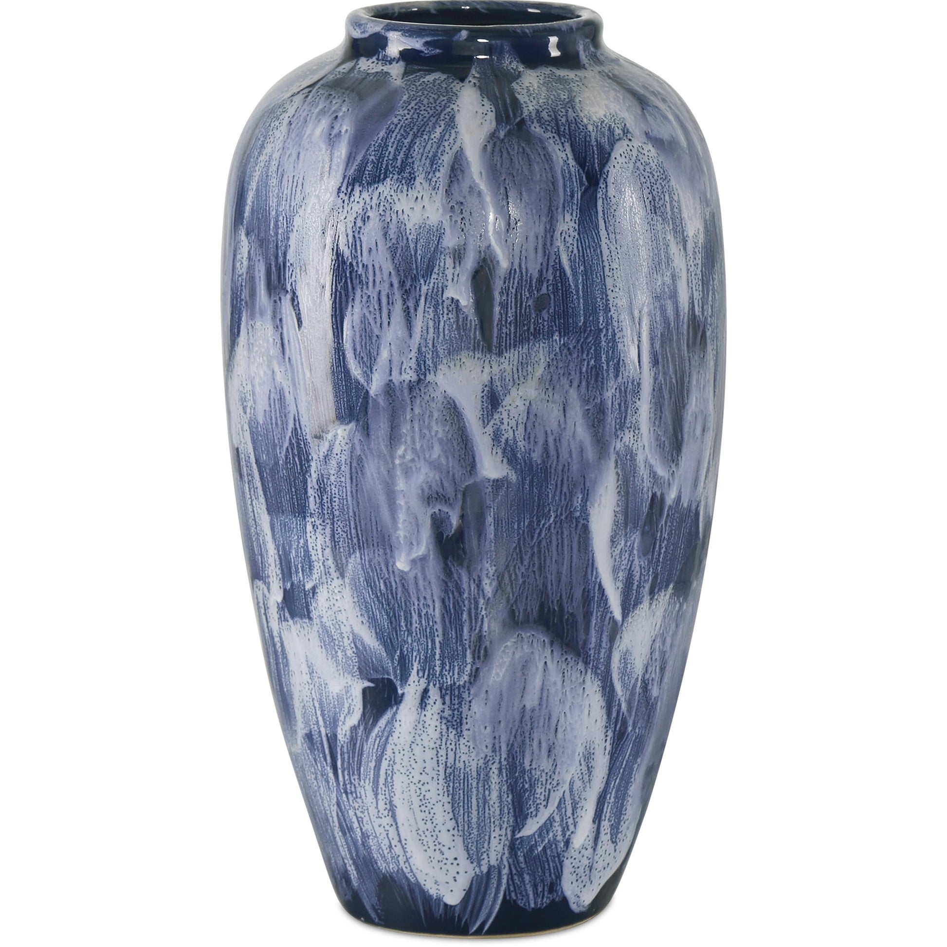 Pallas Vase Set by Currey and Company in blue, white. Made from ceramic in a modern style.