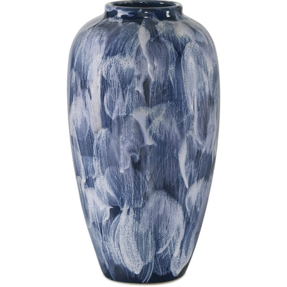 Pallas Vase Set by Currey and Company in blue, white. Made from ceramic in a modern style.