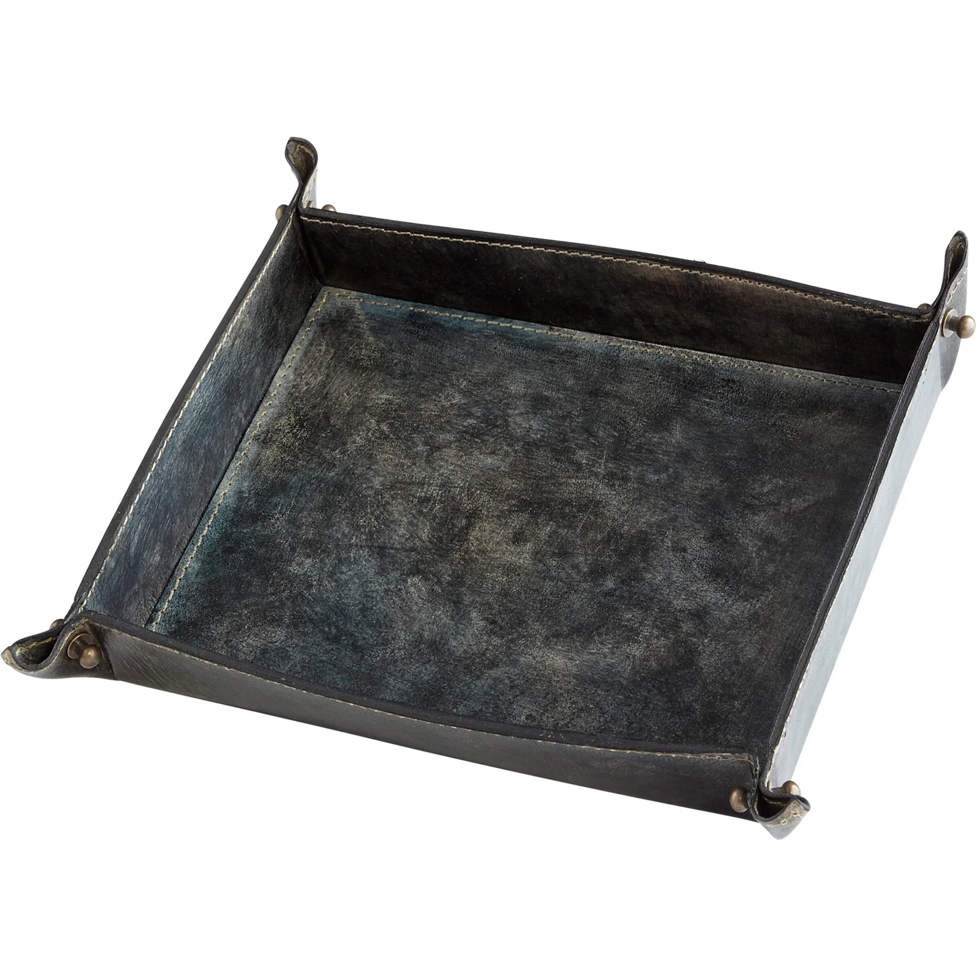 Hold It Right There Tray by Cyan Design in gray. Made from leather in a cottage & farmhouse style.