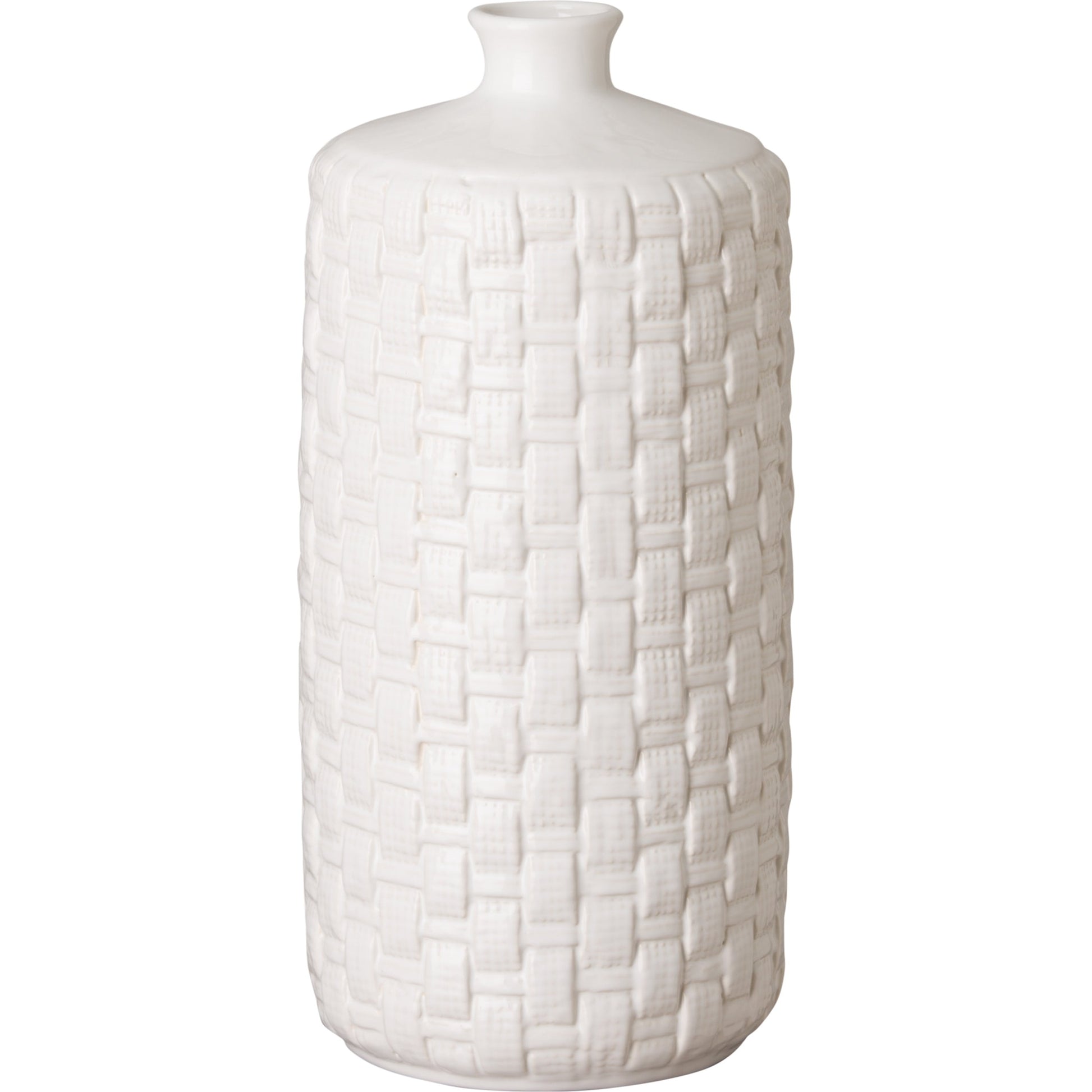 Round Woven Vase by Emissary in white. Made from unique in a cottage & farmhouse style.
