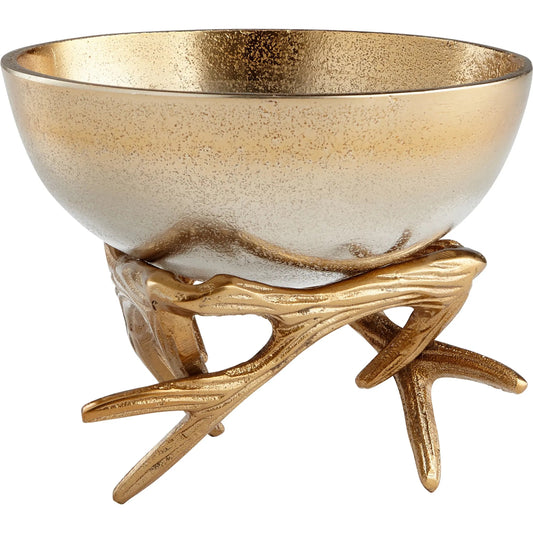 Antler Anchored Bowl by Cyan Design in gold. Made from aluminum in a modern style.