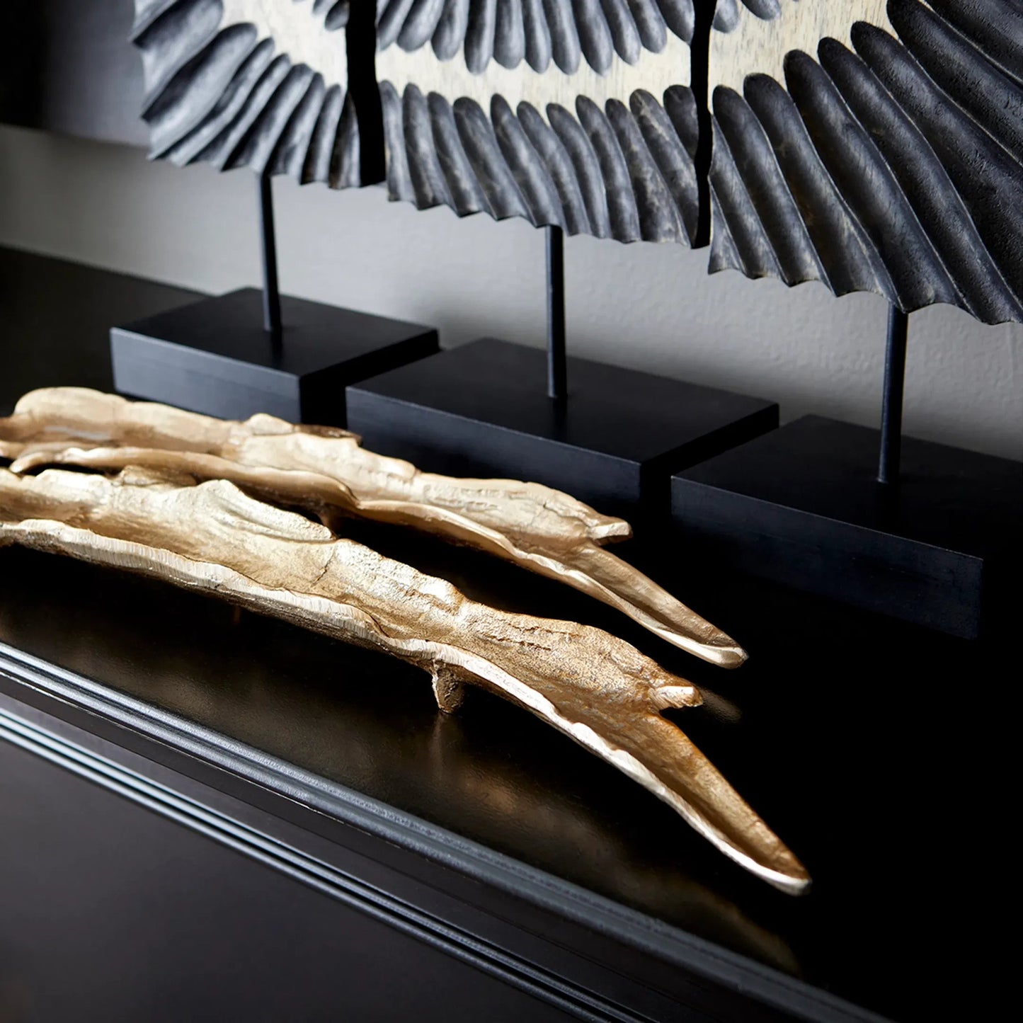 004 S-256888 | Lifestyle | Pick up Sticks Tray by Cyan Design in gold. Made from aluminum in a modern style.