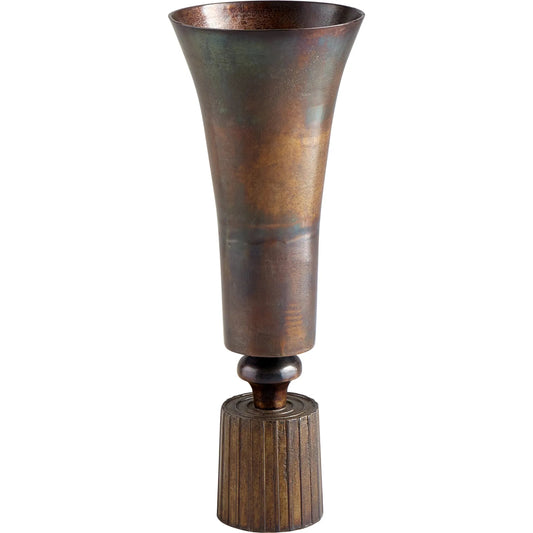 Patina Power Vase by Cyan Design in vintage brass. Made from aluminum in a rustic style.