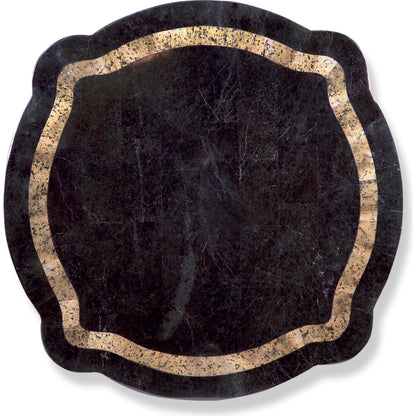 Fossil Stone Drum Table by Butler Specialty Company in multi-color and heritage. Made from gemelina wood solids, plywood, resin, fossil stone veneers in a traditional style.