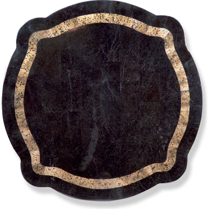 Fossil Stone Drum Table by Butler Specialty Company in multi-color and heritage. Made from gemelina wood solids, plywood, resin, fossil stone veneers in a traditional style.