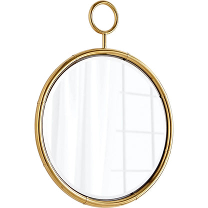 Circular Mirror by Cyan Design in brass. Made from iron, wood, mirrored glass in a transitional style.