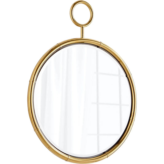 Circular Mirror by Cyan Design in brass. Made from iron, wood, mirrored glass in a transitional style.