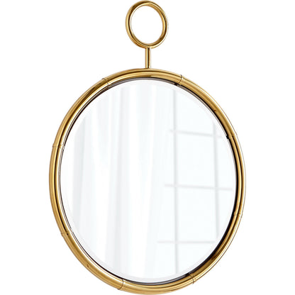 Circular Mirror by Cyan Design in brass. Made from iron, wood, mirrored glass in a transitional style.