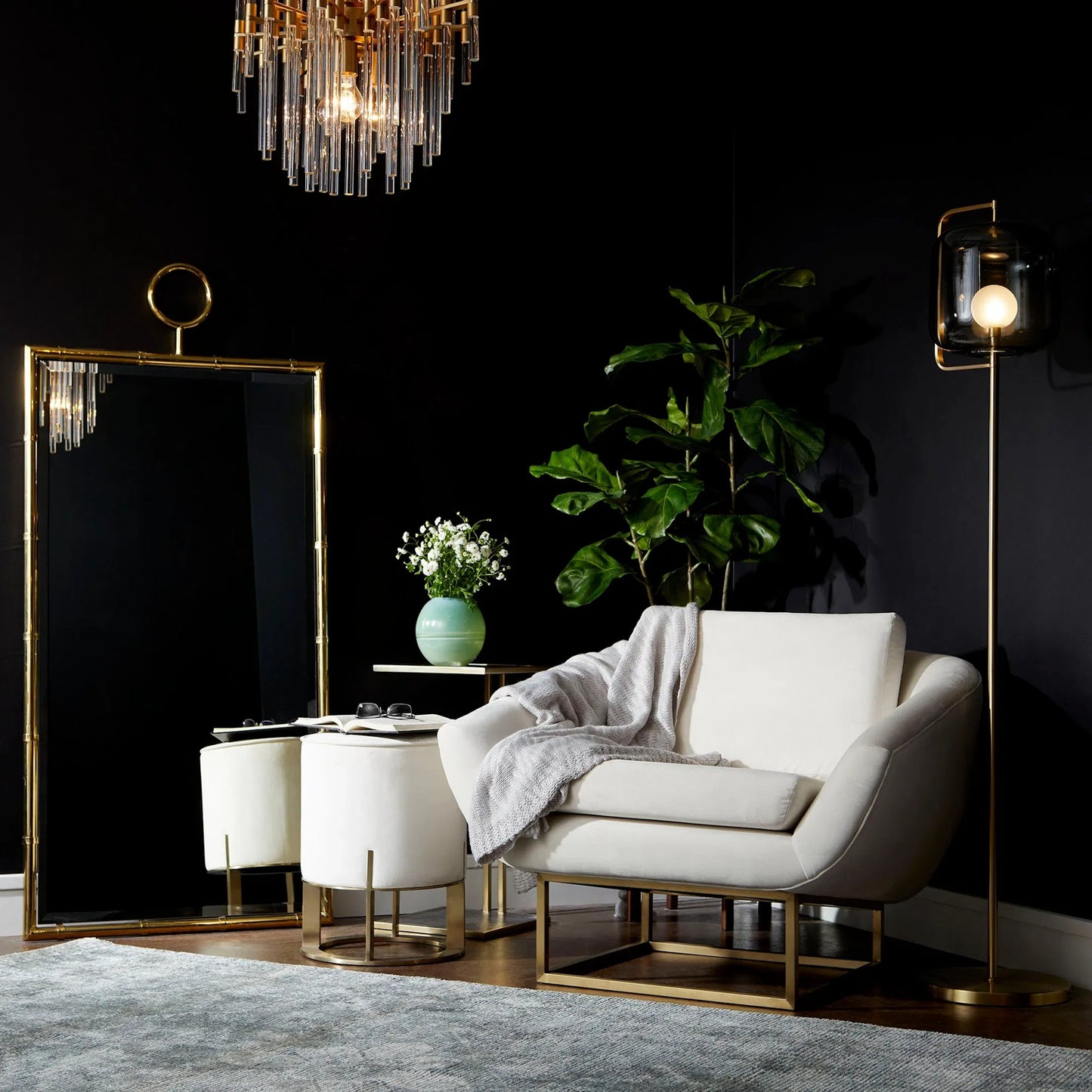 002 S-255773 | Lifestyle | Golden Image Mirror by Cyan Design in brass. Made from iron, wood, mirrored glass in a transitional style.