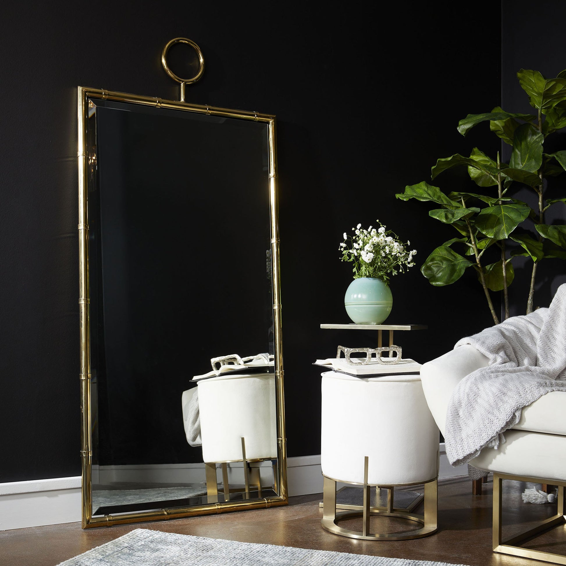 Golden Image Mirror by Cyan Design in brass. Made from iron, wood, mirrored glass in a transitional style.