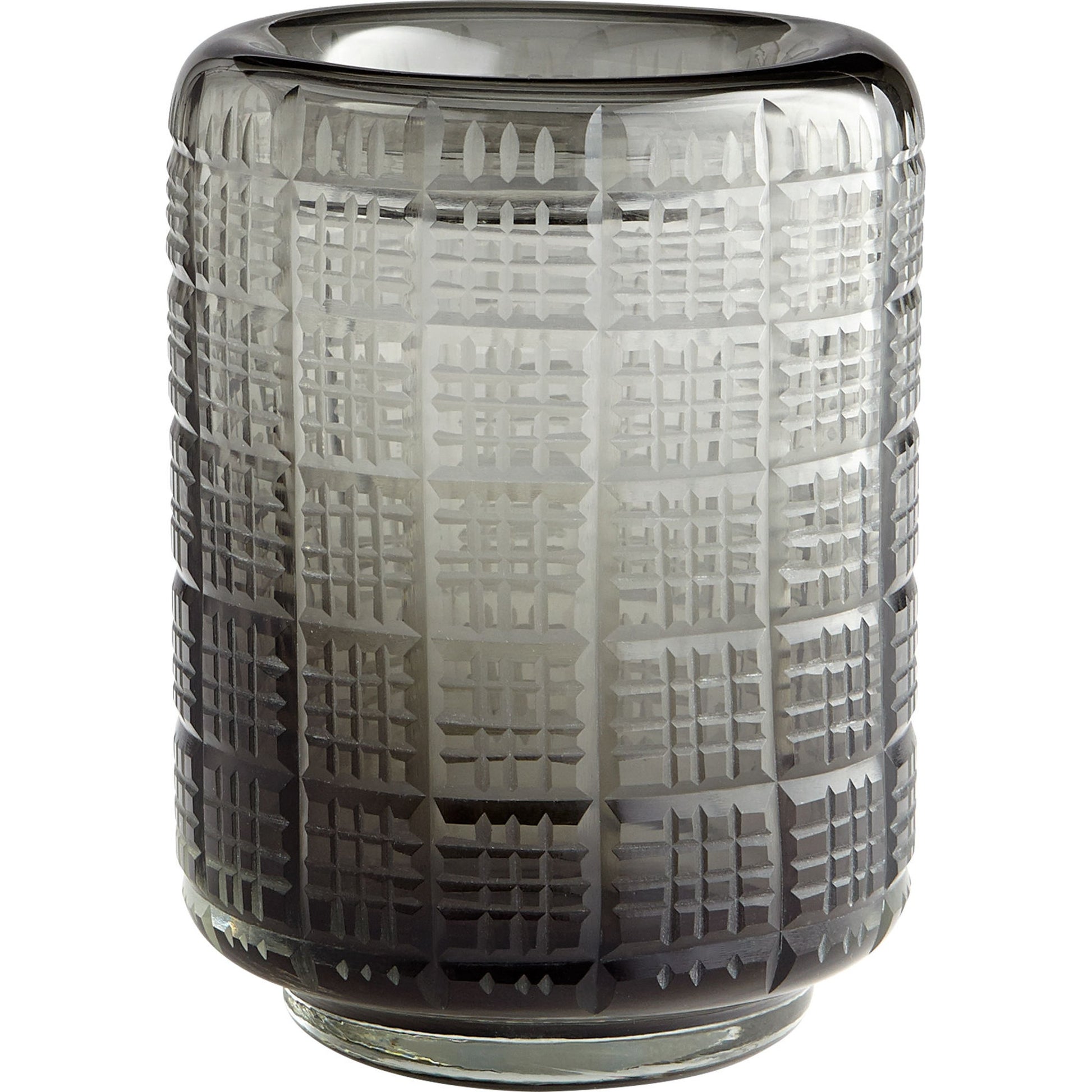 Off the Grid Vase by Cyan Design in smoke. Made from glass in a modern style.