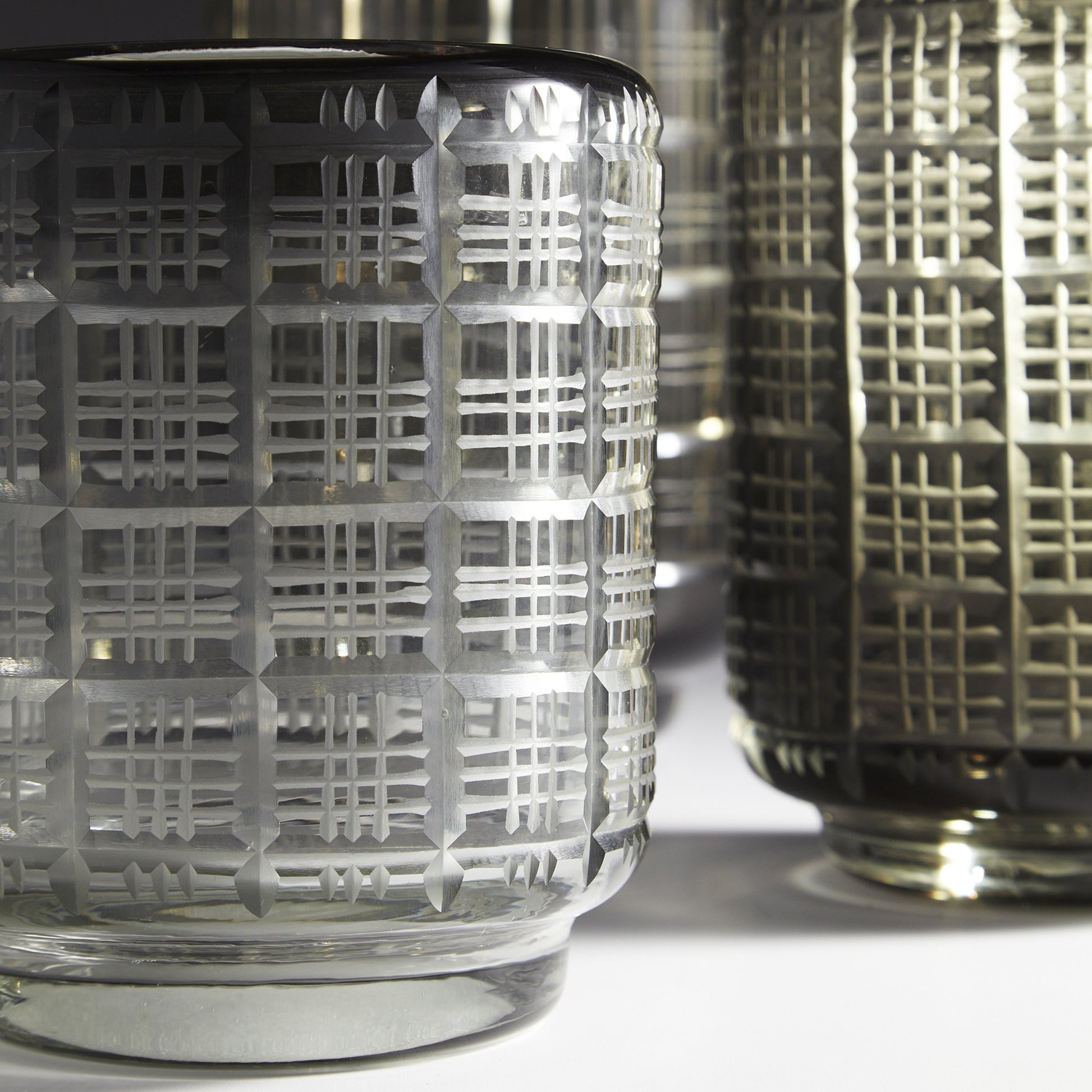 Off the Grid Vase by Cyan Design in smoke. Made from glass in a modern style.