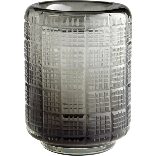 Off the Grid Vase by Cyan Design in smoke. Made from glass in a modern style.