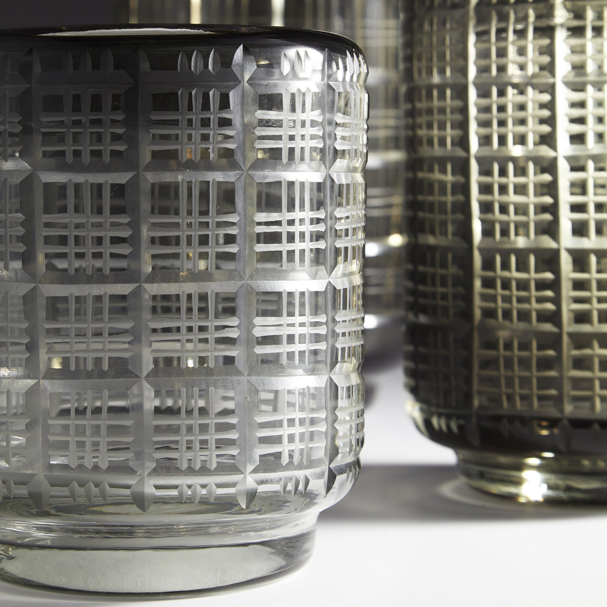 Off the Grid Vase by Cyan Design in smoke. Made from glass in a modern style.