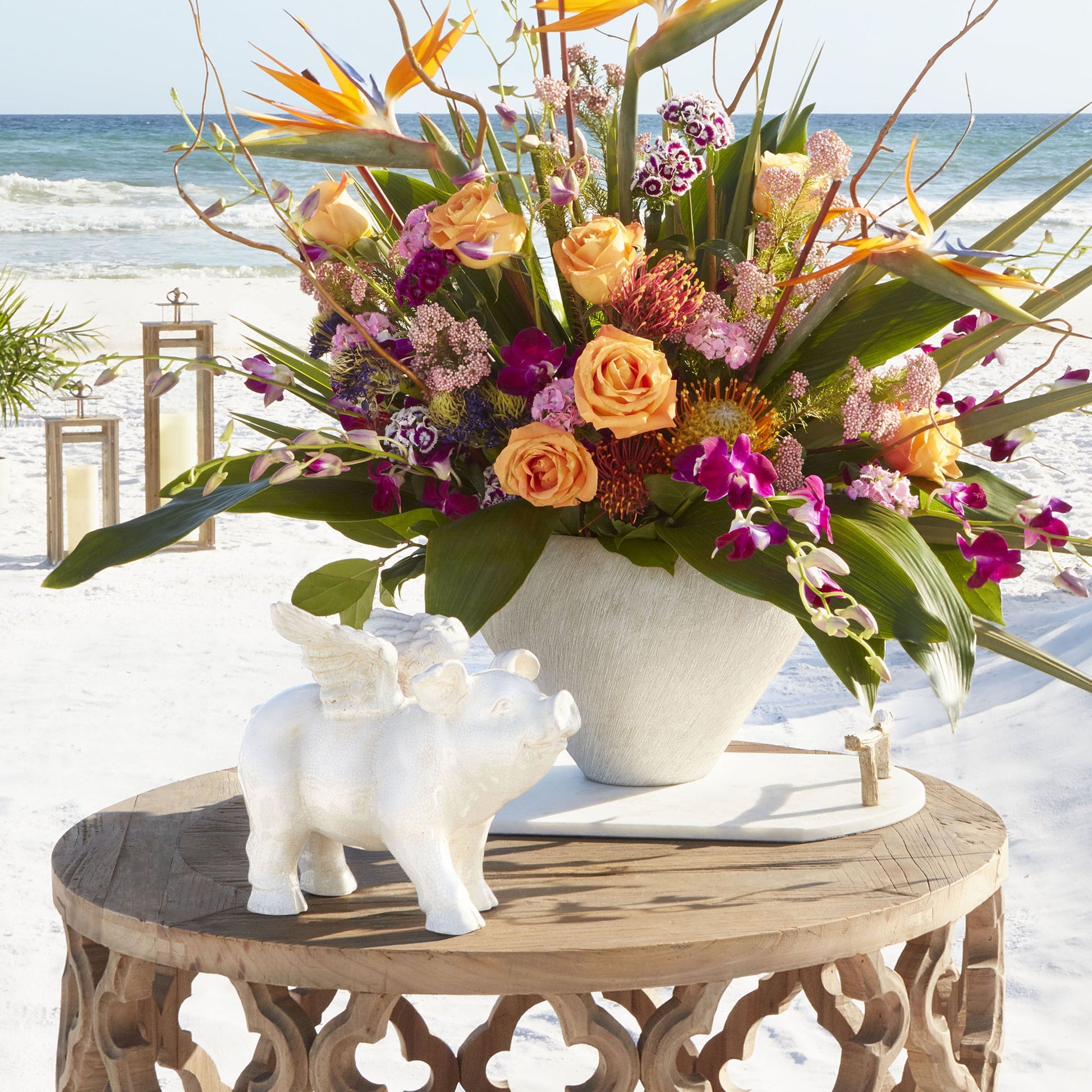 Selena Vase by Cyan Design in natural stone. Made from ceramic in a modern style.