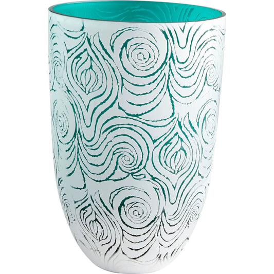 Destin Vase by Cyan Design in white, green. Made from glass in a modern style.