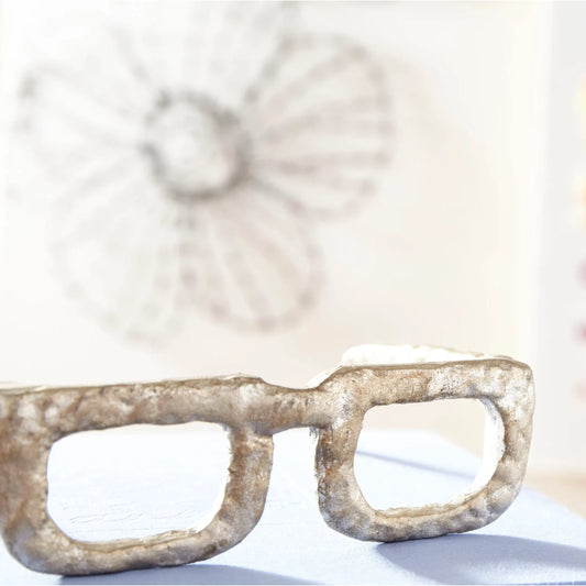 Sculptured Specticles by Cyan Design in antique silver. Made from iron in a modern style.