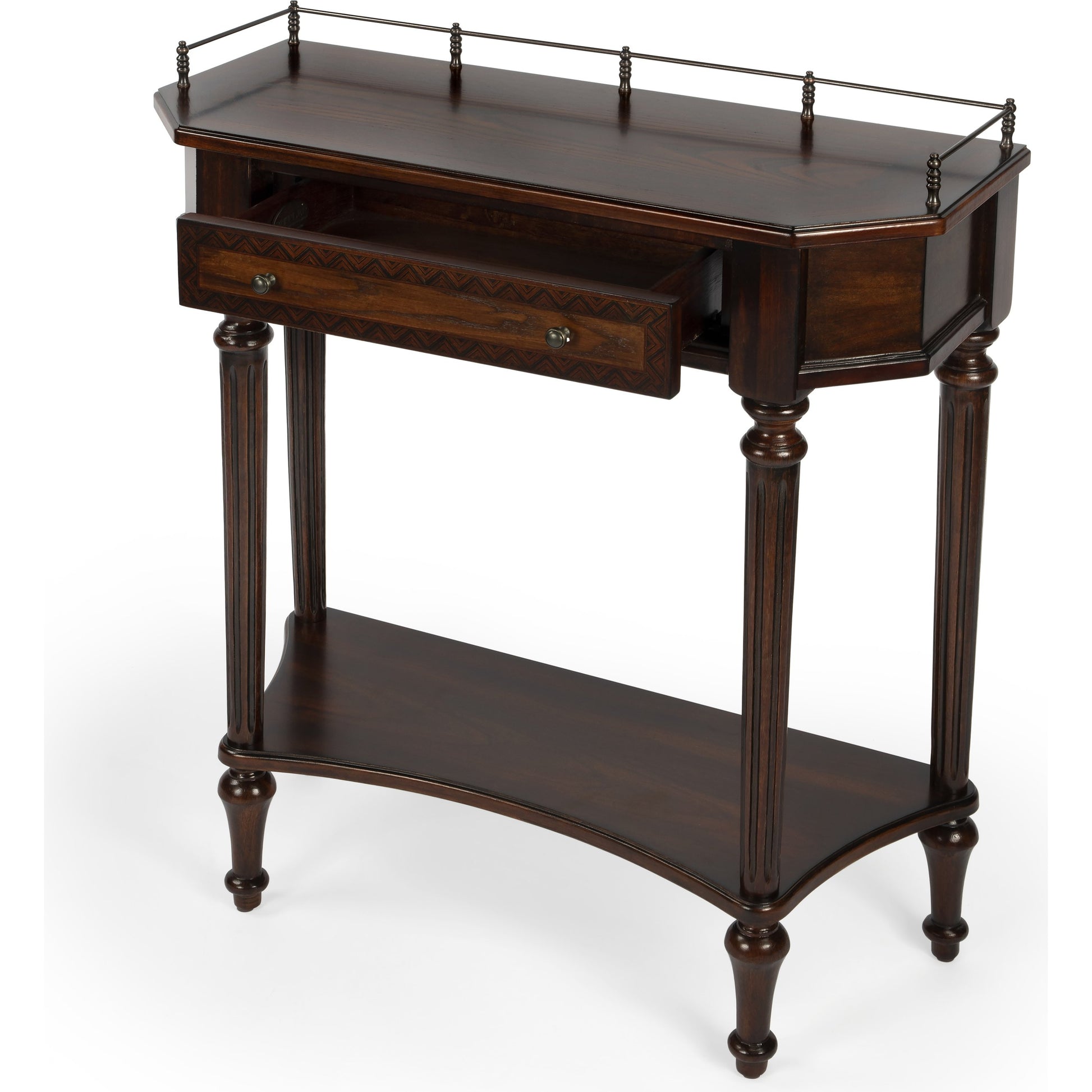 Charleston Console Table by Butler Specialty Company. Made from poplar solids, mdf, ash, mahogany veneers in a traditional style.