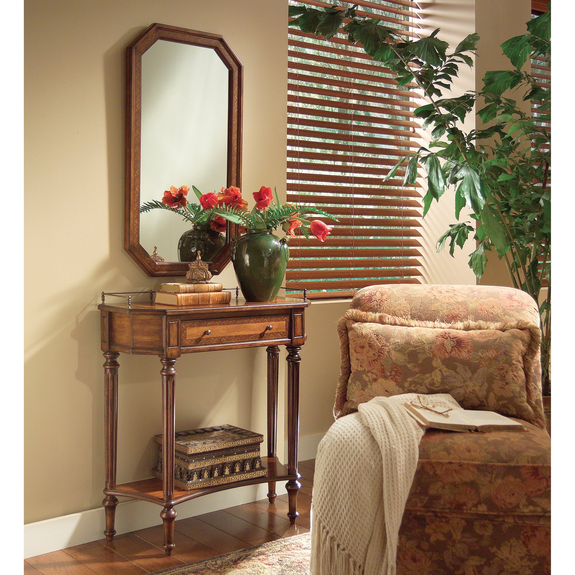 Charleston Console Table by Butler Specialty Company. Made from poplar solids, mdf, ash, mahogany veneers in a traditional style.