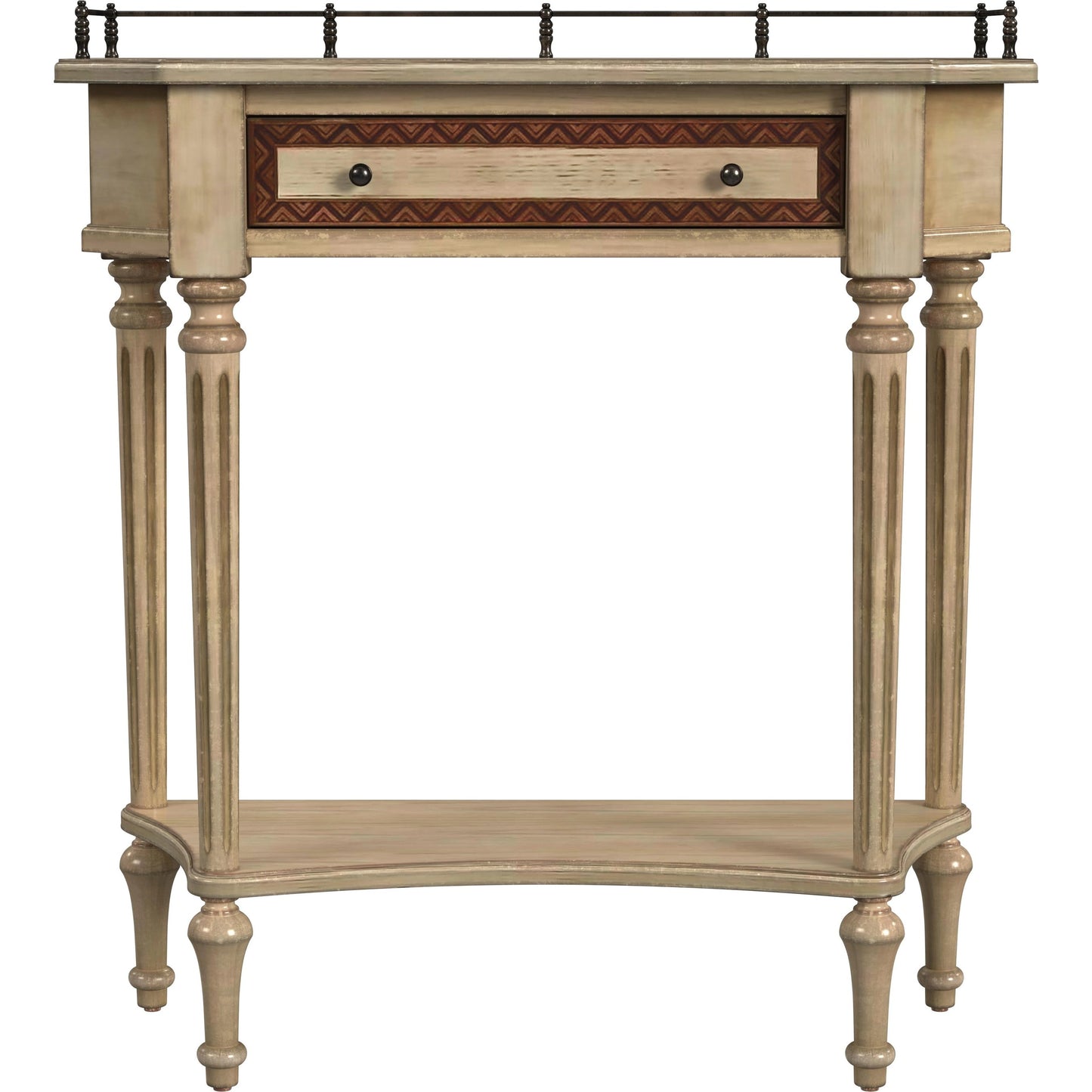 002 SI-2021908 | Additional Silo | Charleston One Drawer Console Table by Butler Specialty Company in beige and antique beige. Made from oak veneer, fiberboard, poplar solids, resin in a modern style.