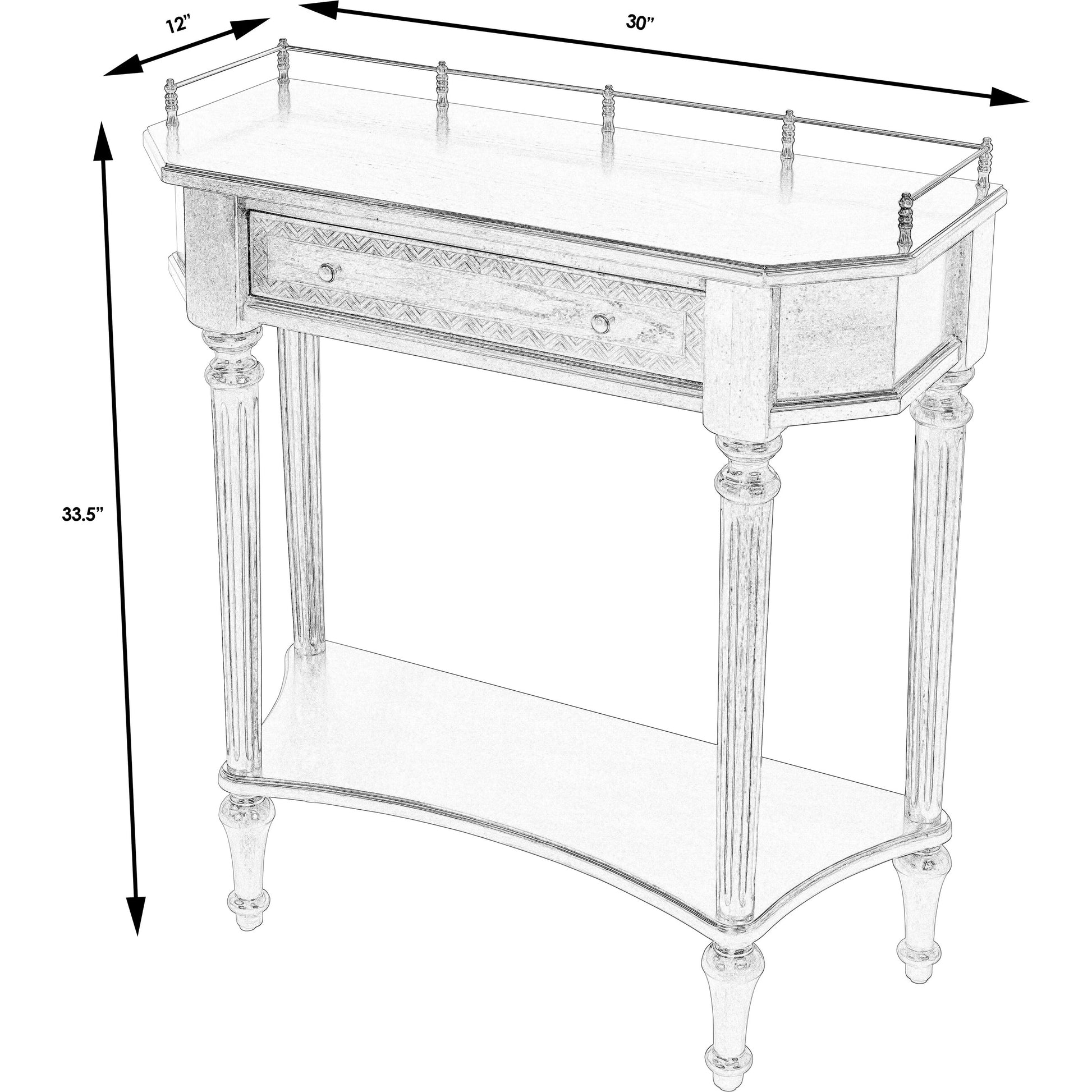 Charleston One Drawer Console Table by Butler Specialty Company in beige and antique beige. Made from oak veneer, fiberboard, poplar solids, resin in a modern style.