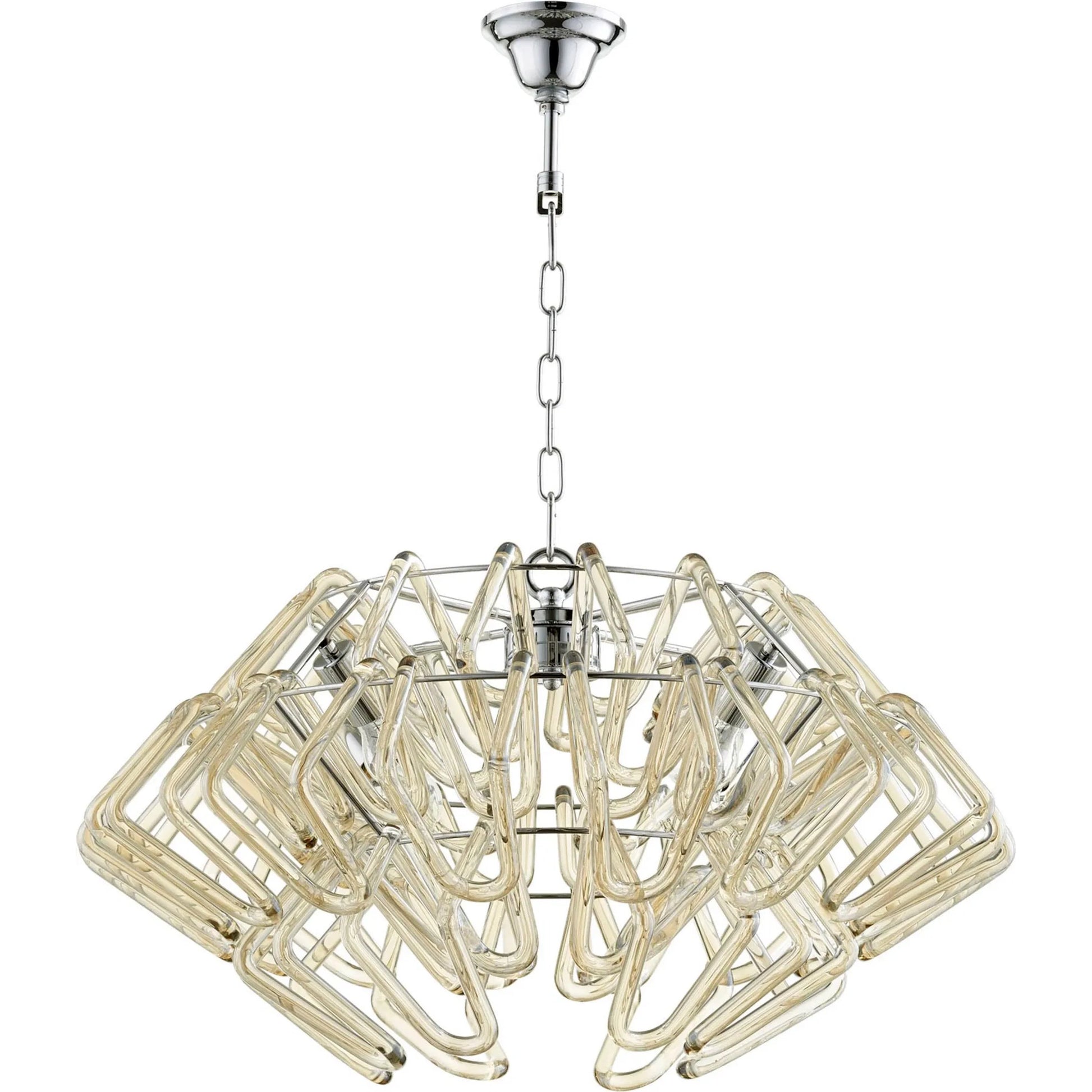 Roswell Pendant by Cyan Design in chrome. Made from cognac glass, iron in a modern style.