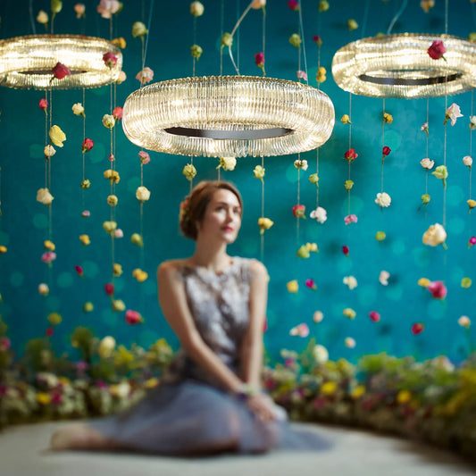Beaming Around Round Pendant by Cyan Design in chrome. Made from glass, iron in a modern style.