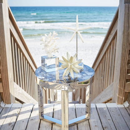 Geodance Side Table by Cyan Design in nickel. Made from stone, iron in a modern style.