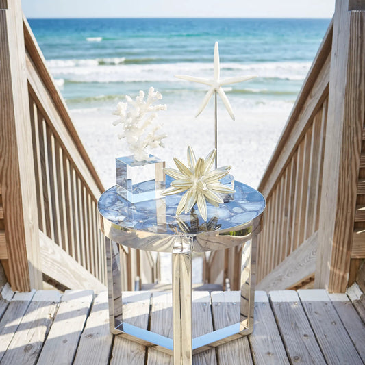 Geodance Side Table by Cyan Design in nickel. Made from stone, iron in a modern style.
