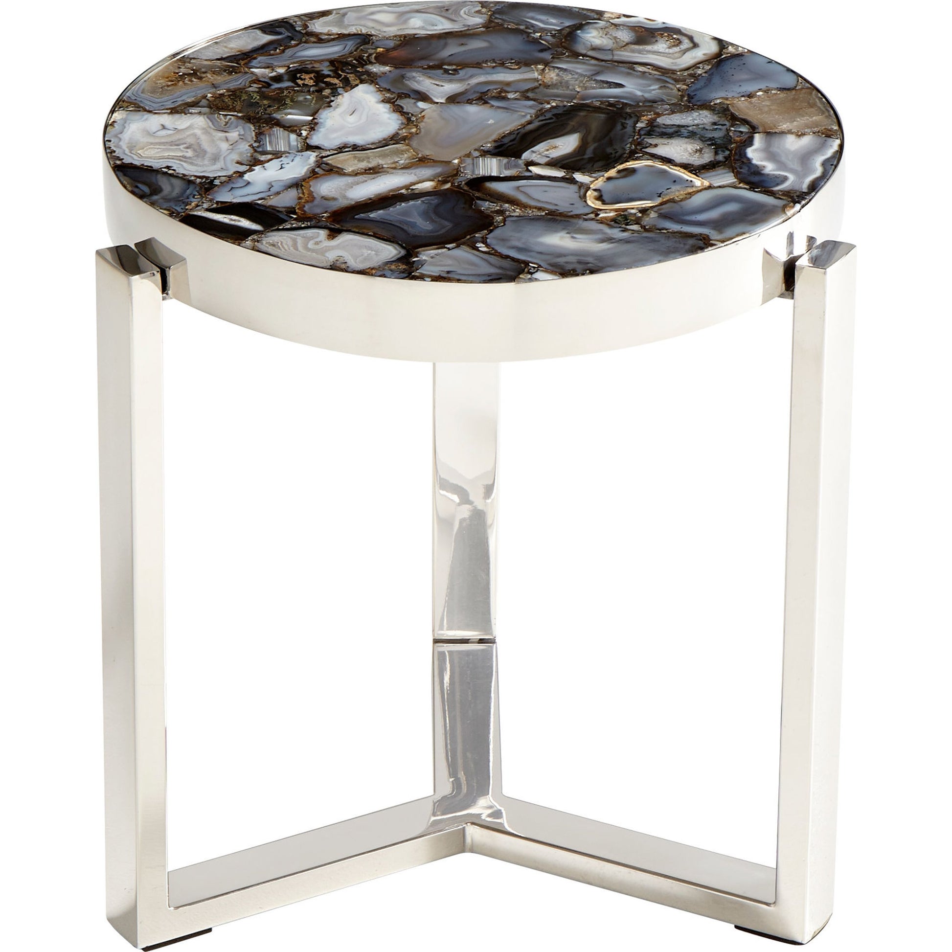 Geodance Side Table by Cyan Design in nickel. Made from stone, iron in a modern style.