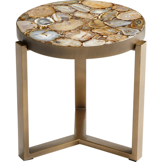 Sundance Side Table by Cyan Design in antique brass. Made from stone, iron in a modern style.