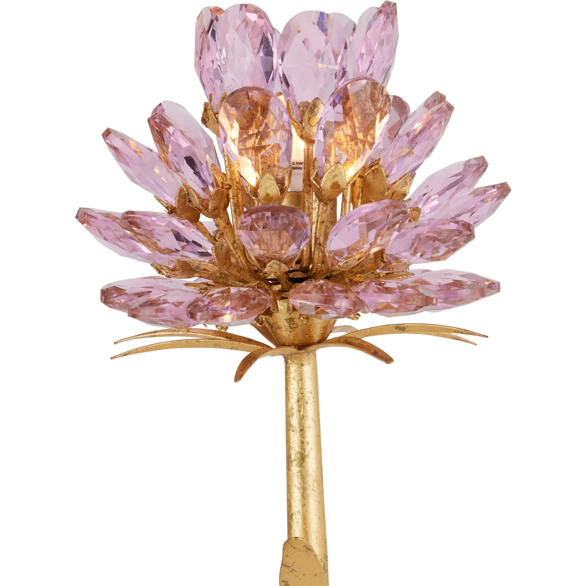 Marilee Double-Light Wall Sconce by Currey and Company in pink, dutch gold leaf. Made from crystal, wrought iron in a eclectic & global style.