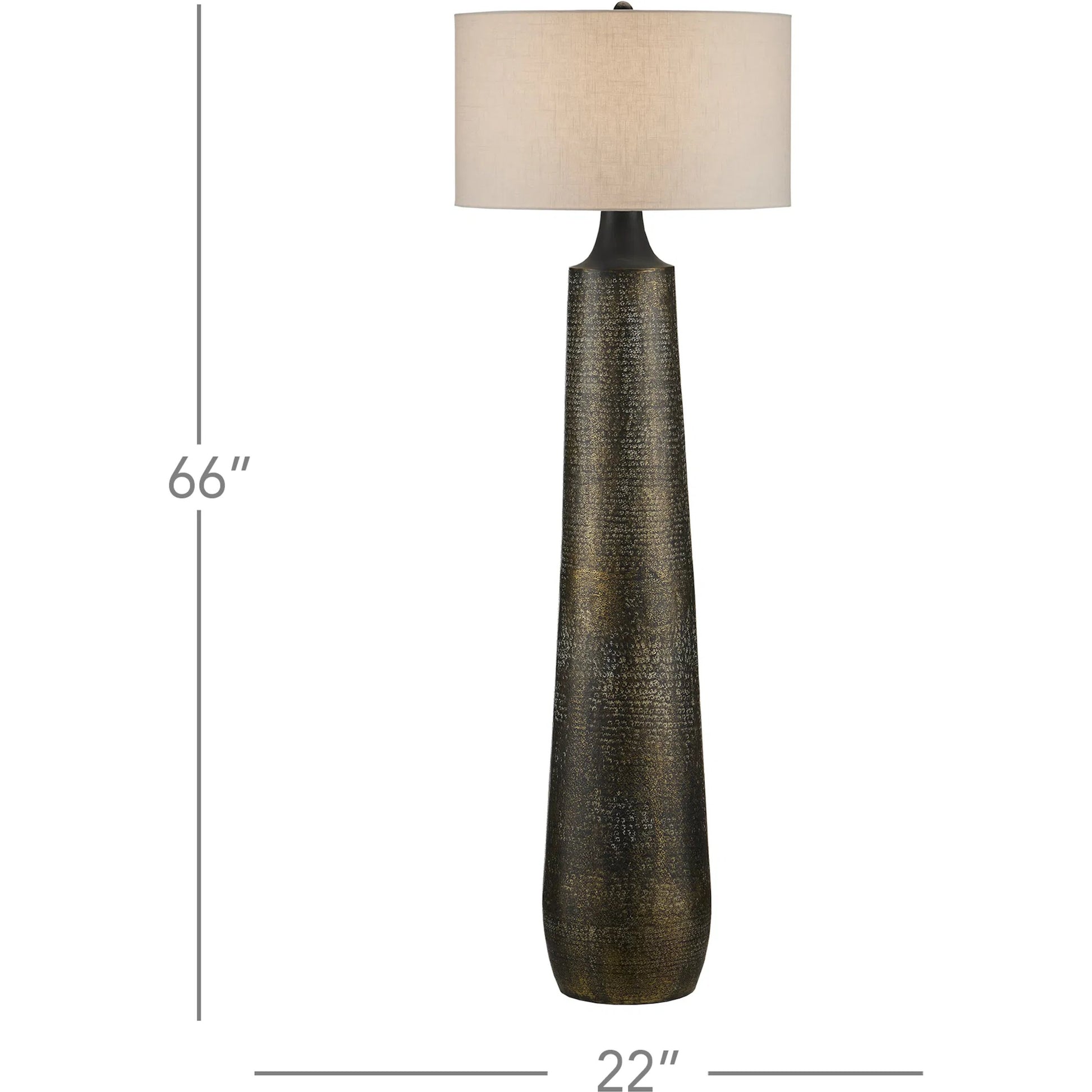 Brigadier Floor Lamp by Currey and Company in antique brass, black, whitewash. Made from aluminum in a modern style.