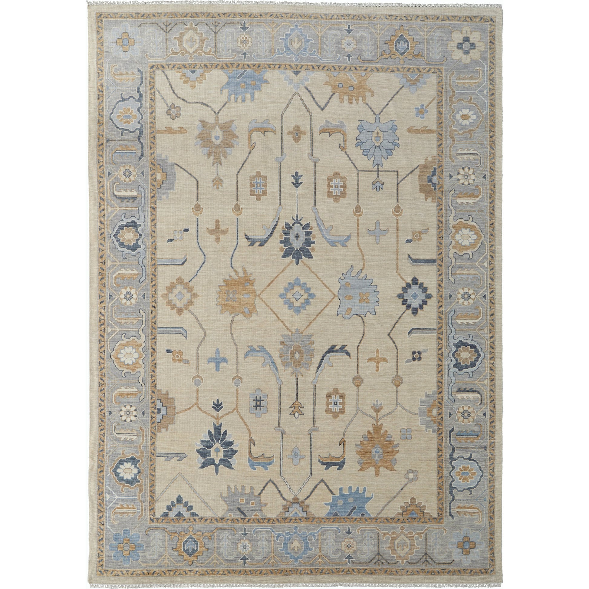 Karina Transitional & Botanical Rug - 90969G6F by Feizy in ivory, blue, tan. Made from wool in a unique style.
