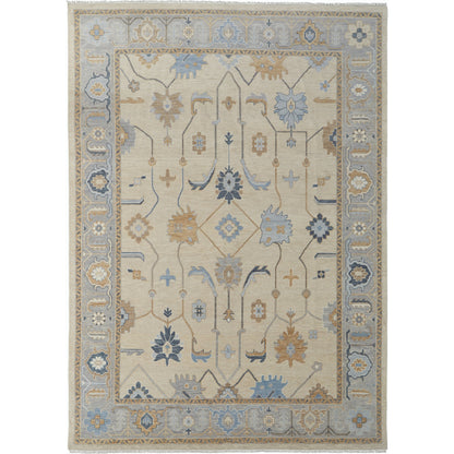 Karina Transitional & Botanical Rug - 90969G6F by Feizy in ivory, blue, tan. Made from wool in a unique style.