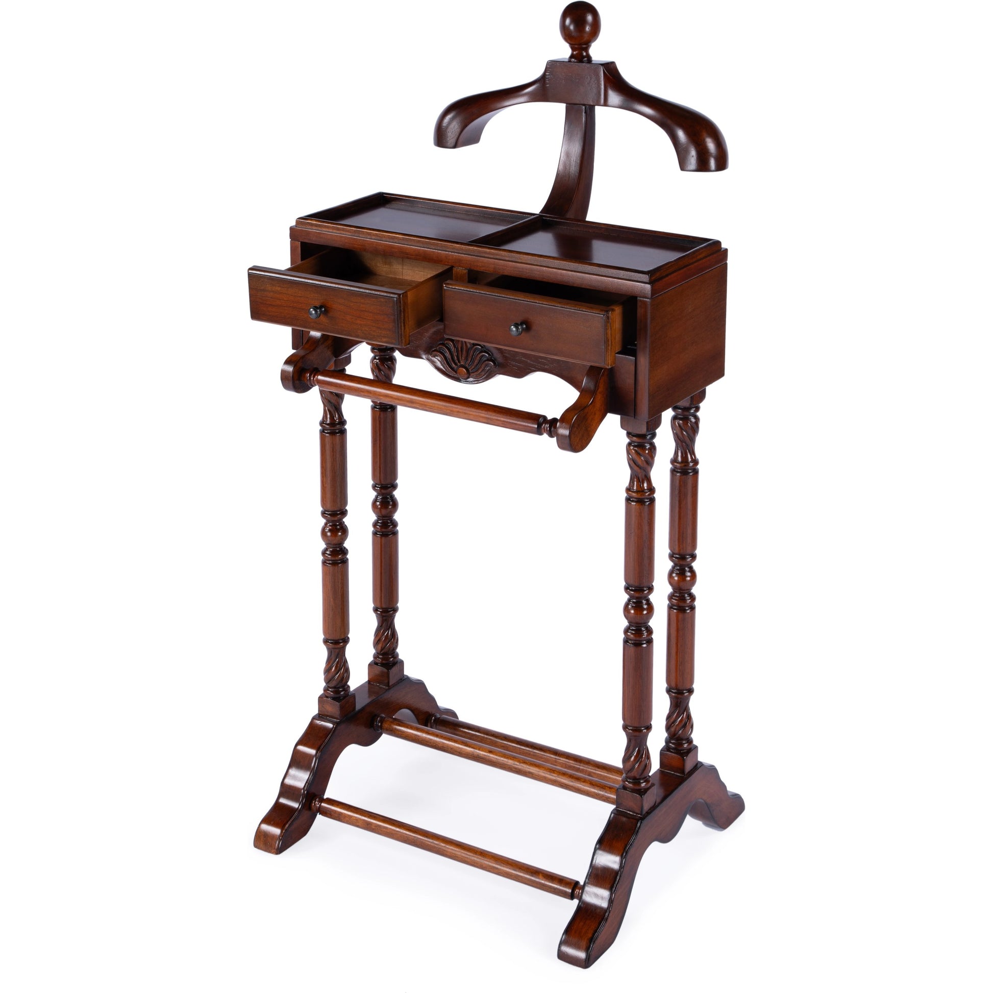 Petrov Clothing Valet Stand by Butler Specialty Company. Made from rubberwood and poplar hardwood solids, mdf, cherry veneer in a traditional style.