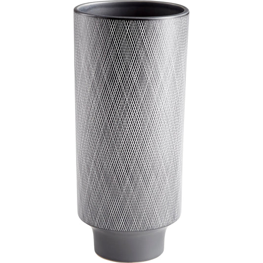 San Leandro Vase by Cyan Design in matt gray, white. Made from ceramic in a modern style.